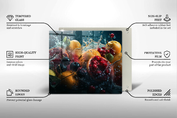 Skärbräda av glas Owoce w wodzie