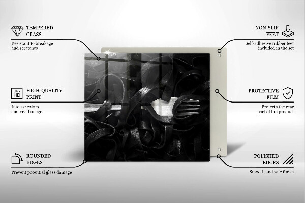 Skärbräda av glas Czarny makaron Tagliatelle