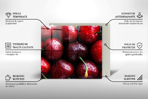 Skärbräda av glas Zbliżenie na wiśnie