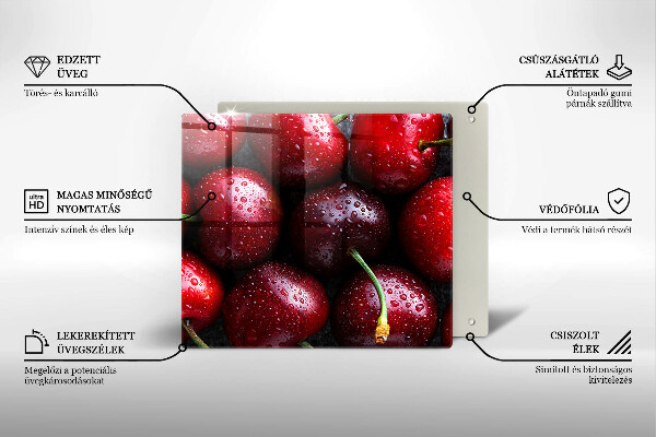 Skärbräda av glas Zbliżenie na wiśnie