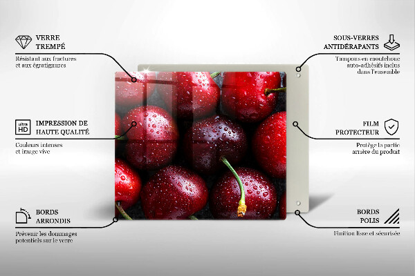 Skärbräda av glas Zbliżenie na wiśnie