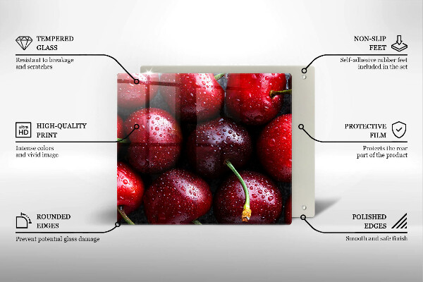 Skärbräda av glas Zbliżenie na wiśnie