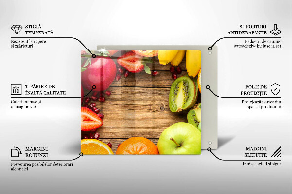 Skärbräda av glas Świeże owoce