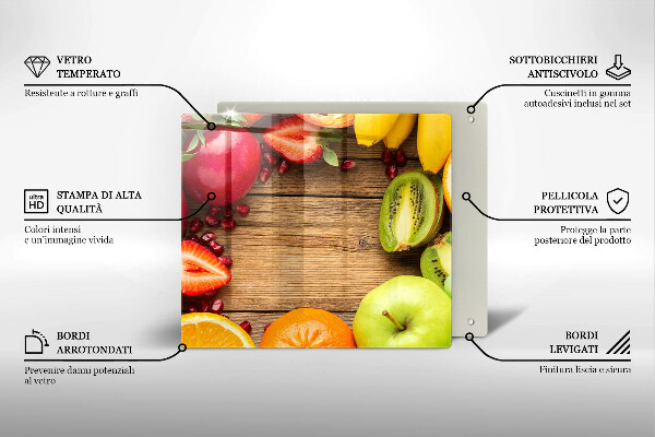 Skärbräda av glas Świeże owoce