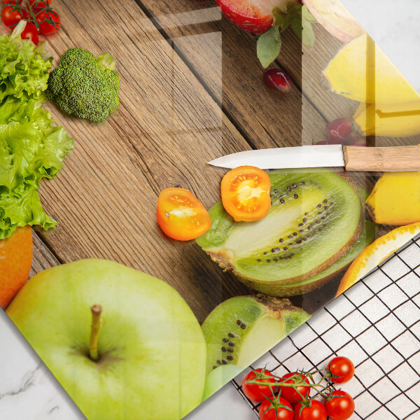 Skärbräda av glas Świeże owoce