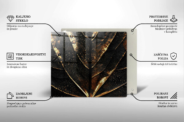 Skärbräda av glas Złoty liść