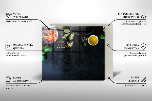 Skärbräda av glas Miseczki z przyprawami