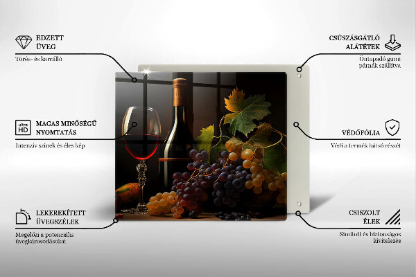 Skärbräda av glas Kieliszek wina i winogrona