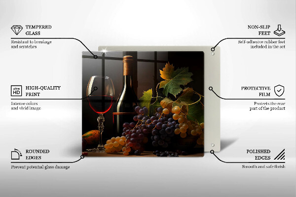 Skärbräda av glas Kieliszek wina i winogrona