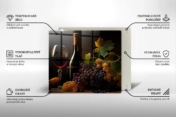 Skärbräda av glas Kieliszek wina i winogrona