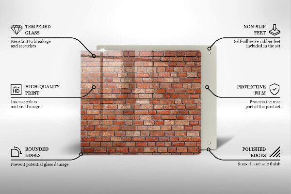 Skärbräda av glas Tegelvägg