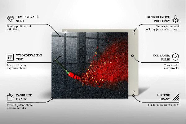 Skärbräda av glas Chilipeppar