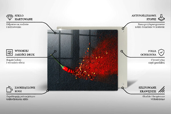 Skärbräda av glas Chilipeppar