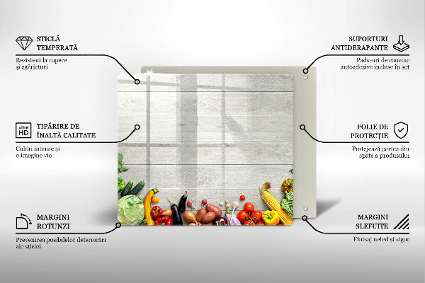 Skärbräda av glas Grönsaker på brädor