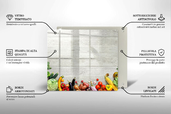 Skärbräda av glas Grönsaker på brädor