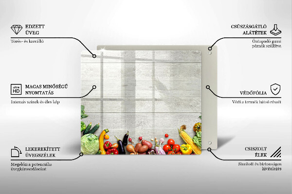 Skärbräda av glas Grönsaker på brädor