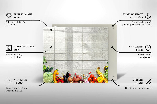 Skärbräda av glas Grönsaker på brädor