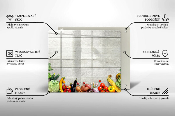 Skärbräda av glas Grönsaker på brädor