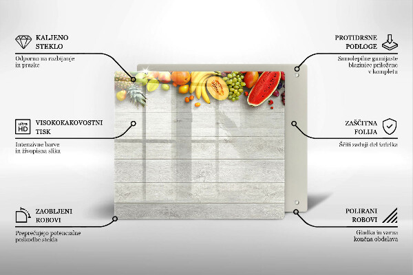 Skärbräda av glas Frukt på brädor