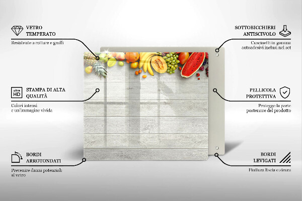 Skärbräda av glas Frukt på brädor