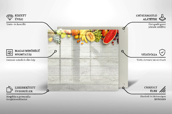 Skärbräda av glas Frukt på brädor