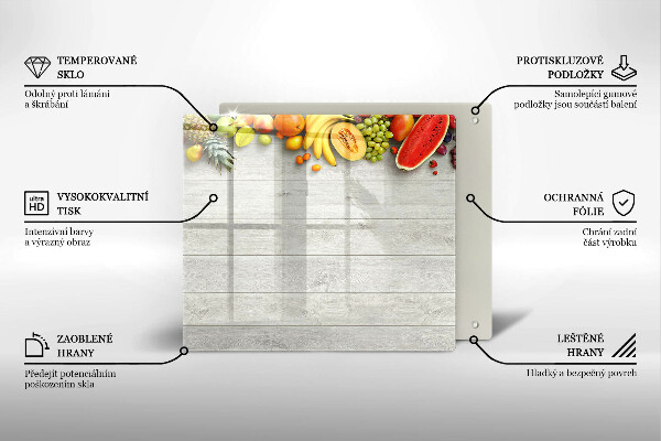 Skärbräda av glas Frukt på brädor