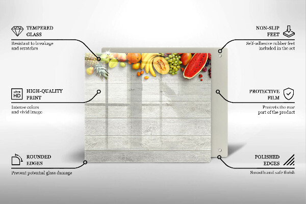 Skärbräda av glas Frukt på brädor