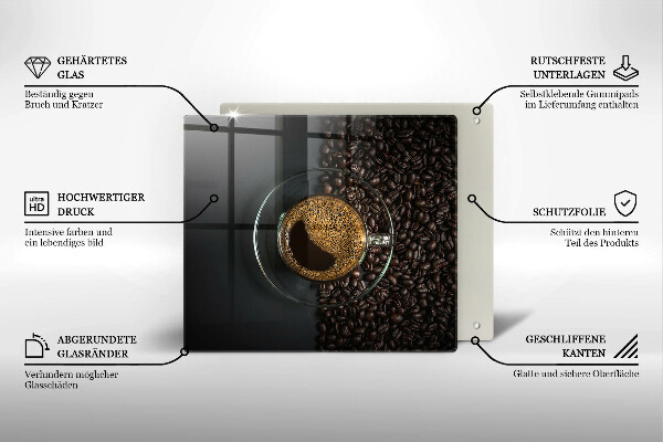 Skärbräda av glas Kaffe och bönor