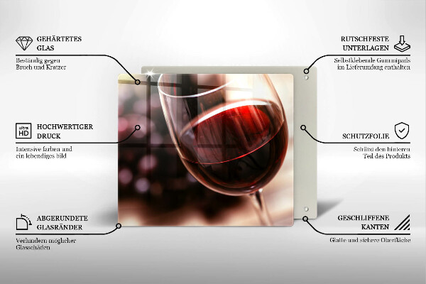 Skärbräda av glas Ett glas rött vin