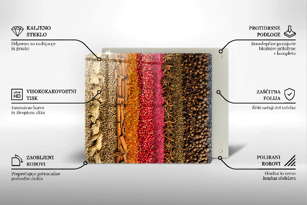 Skärbräda av glas Färgglada kryddor