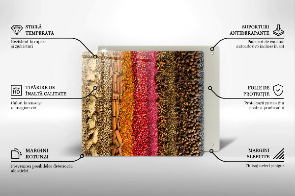 Skärbräda av glas Färgglada kryddor