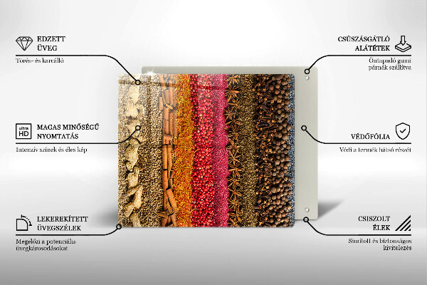 Skärbräda av glas Färgglada kryddor