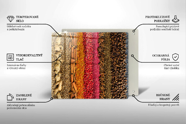 Skärbräda av glas Färgglada kryddor