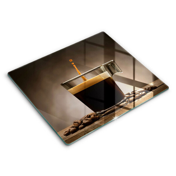 Skärbräda av glas Glas och kaffebönor