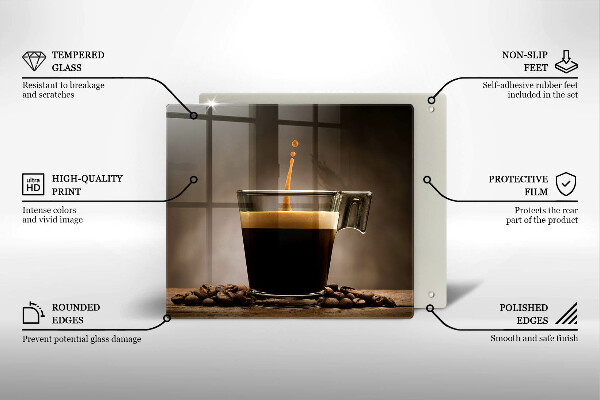 Skärbräda av glas Glas och kaffebönor