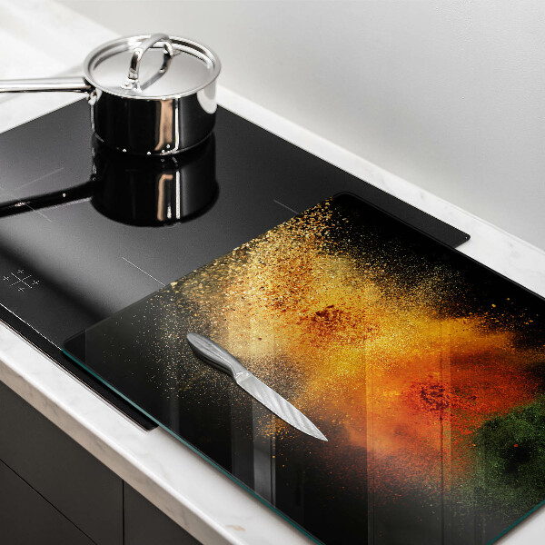 Skärbräda av glas Färgglada kryddor