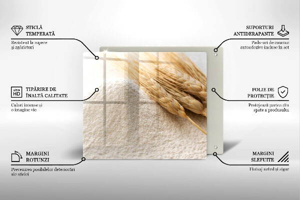 Skärbräda av glas Mjöl och ax av säd