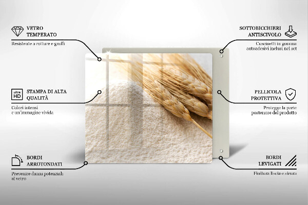Skärbräda av glas Mjöl och ax av säd