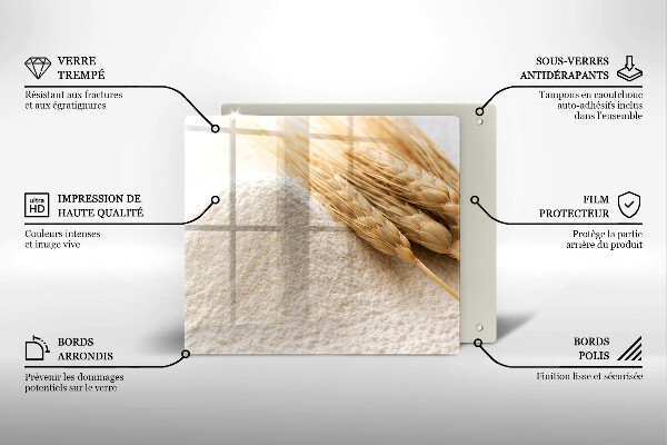 Skärbräda av glas Mjöl och ax av säd