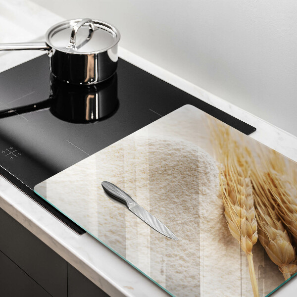 Skärbräda av glas Mjöl och ax av säd