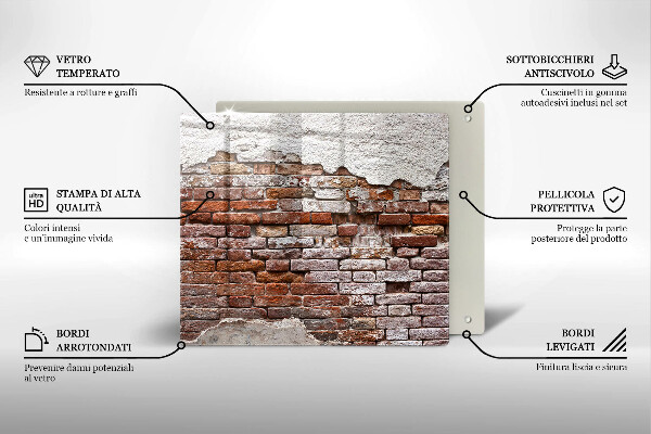 Skärbräda av glas Gammal tegel- och betongvägg