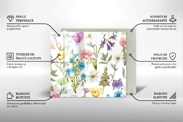 Skärbräda av glas Blommor illustration