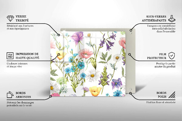 Skärbräda av glas Blommor illustration