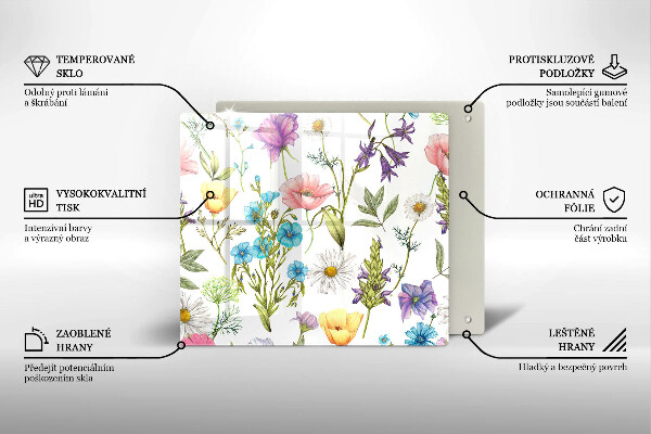 Skärbräda av glas Blommor illustration