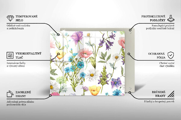 Skärbräda av glas Blommor illustration