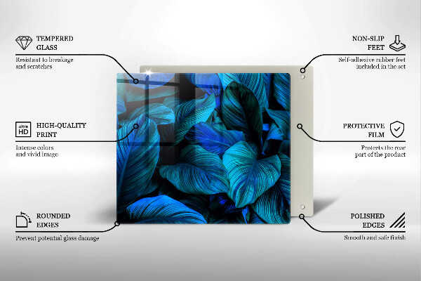 Skärbräda av glas Lämnar djungelvegetation