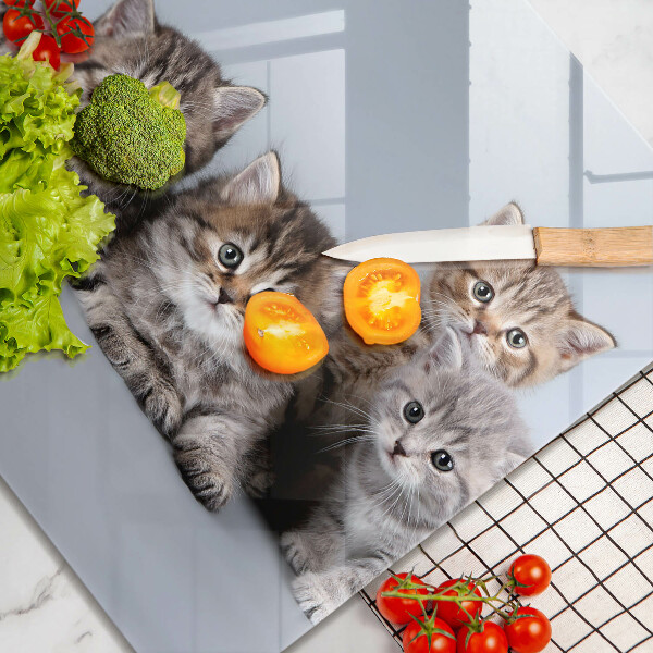 Skärbräda av glas Söta små kattungar