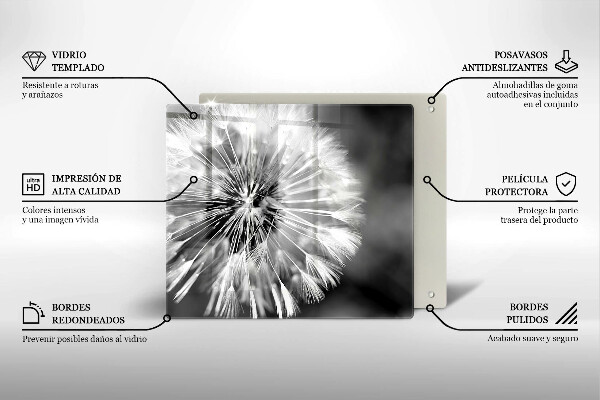 Skärbräda av glas Delikat maskros