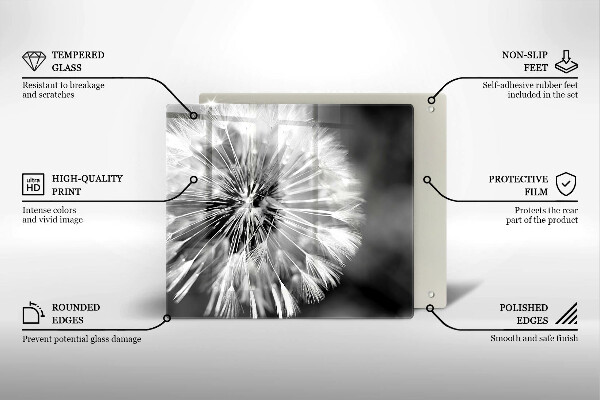 Skärbräda av glas Delikat maskros