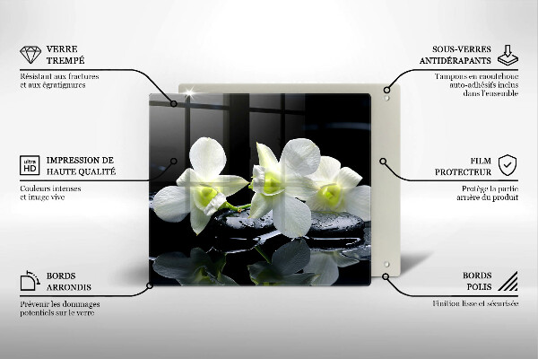 Skärbräda av glas Vita blommor i vatten Zen